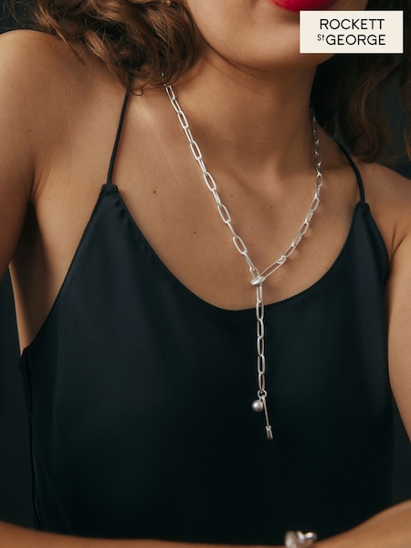 Rockett St George Silver Tone Safety Pin Necklace (B58461) | €29