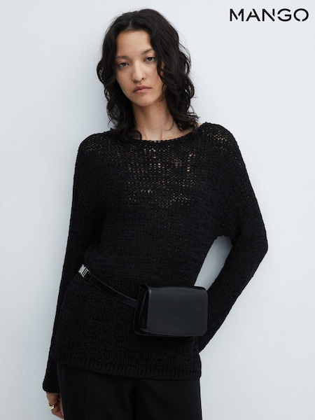 Mango Black Boat-Neck Knitted Sweater (B58548) | €59