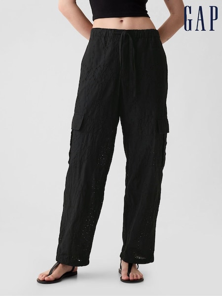 Gap Black Eyelet Cargo Parachute Trousers (B58559) | €18.50