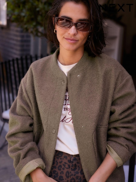 بني - Textured Bomber Jacket (B58592) | ‏140 د.إ.‏