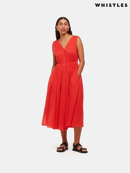 Whistles Red V-Neck Beach Dress (B58596) | €56