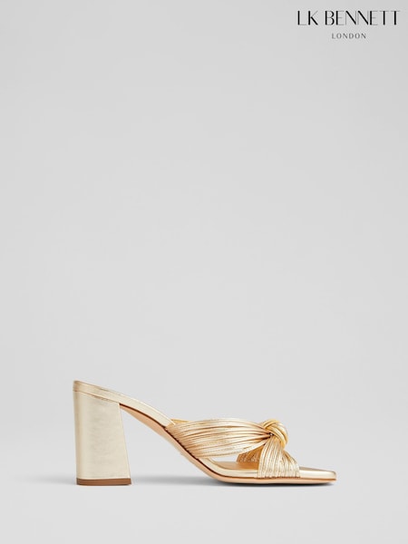 LK Bennett Gold Coletta Strappy Mules (B58609) | AED870