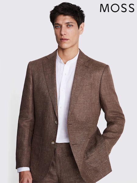 MOSS Brown Tailored Fit Copper Linen Jacket (B58642) | R$ 1.865