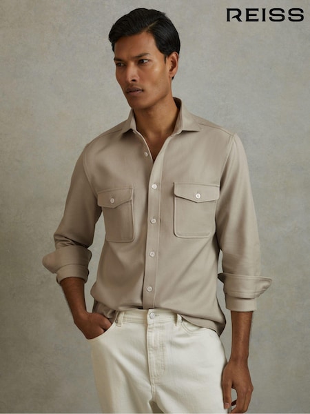 Reiss Stone Arlo Cotton Canvas Overshirt (B58789) | €171
