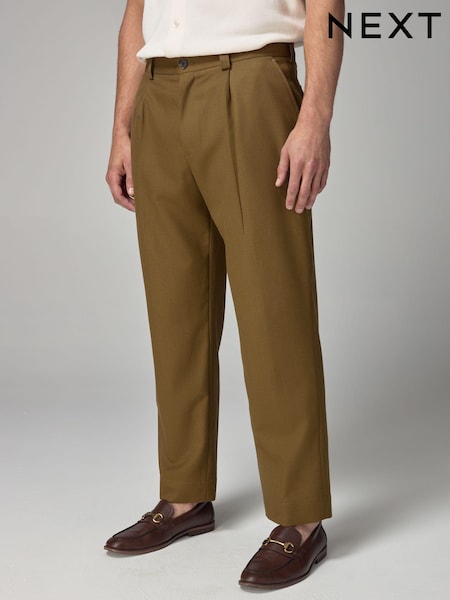 Olive Green EDIT Smart Wool Mix Trousers (B58822) | €12
