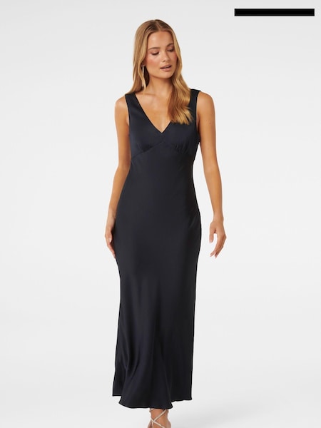 Forever New Blue Cameron V-Neck Satin Maxi Dress (B58827) | € 72