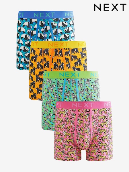 Bright Orange/Green/Blue Animal Print Animal A-Front Boxers 4 Pack (B58849) | $38