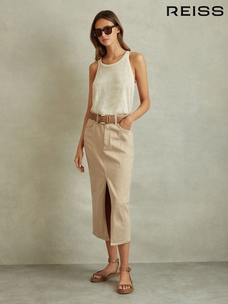 Reiss Danica High Rise Denim Midi Skirt (B58885) | ‏1,006‏₪