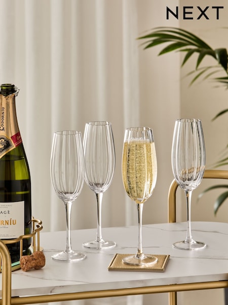 Set of 4 Clear Ottilie Champagne Flute Glasses (B59016) | €38