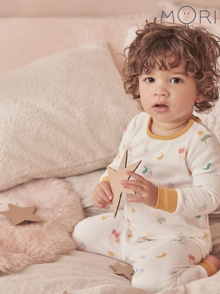 MORI Cream Cotton and Bamboo Peppa Pig Print Pyjama Set (B59134) | €46 - €48