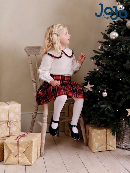 JoJo Maman Bébé Christmas Tartan Blouse and Skirt Set (B59153) | 57 €