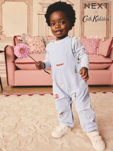 Cath Kidston Green Transport Baby Corduroy 100% Cotton Dungaree and Bodysuit Set (B59157) | €38 - €41