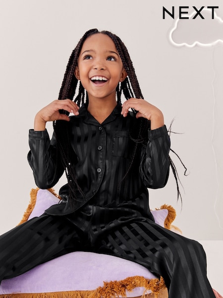Black Button Stripe Through Pyjamas (6-16yrs) (B59228) | AED92 - AED121