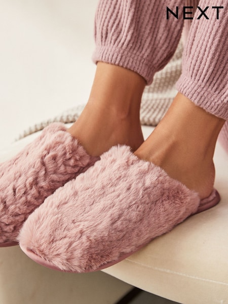 وردي - Recycled Faux Fur Mule Slippers (B59241) | ‏50 د.إ.‏
