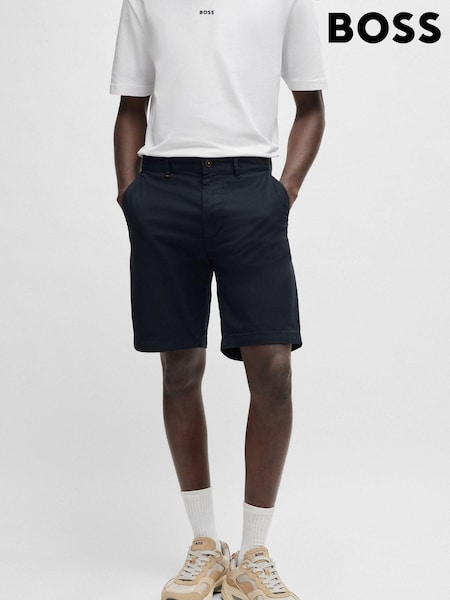 BOSS Drak Blue Slim Fit Stretch Cotton Chino Shorts (B59244) | €68