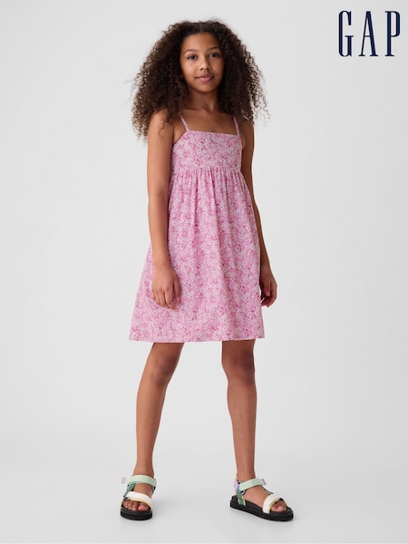 Gap Pink Cotton Square Neck Smock Dress (4-13yrs) (B59262) | €17.50