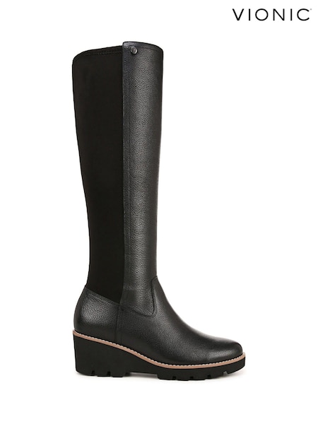 Negru - Vionic Extra lat Ashland Knee High Leather Cizme (B59354) | 1,043 LEI