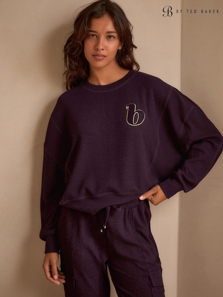 B By Ted Baker Purple Crinkle Sweat Top (B59355) | €25