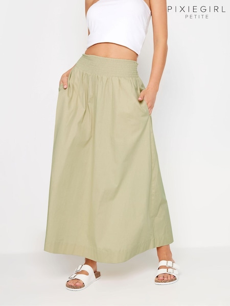 טבעי - Pixiegirl Petite Girl Poplin Maxi 100% Cotton Skirt (B59398) | ‏146‏₪