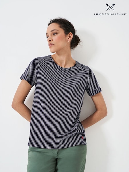 Crew Clothing Blue 100% Cotton Perfect Striped Crew Slub T-Shirt (B59429) | €32