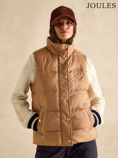 Светло-коричневый в клетку - Joules Reversible Showerproof Gilet (B59478) | €144