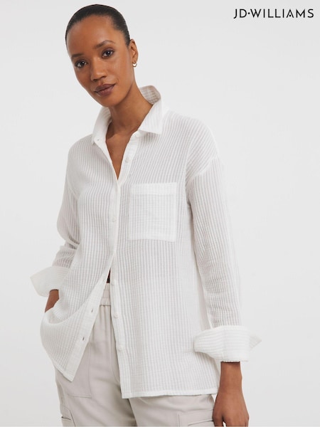 JD Williams 100% Cotton Textured Stripe Fabric Shirt (B59482) | 167 LEI - 209 LEI