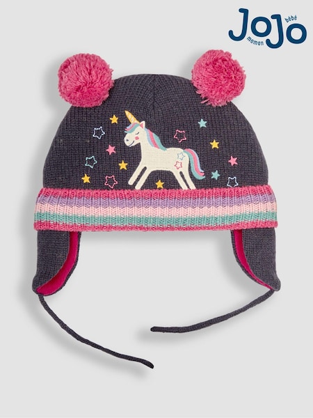 JoJo Maman Bébé Navy Unicorn Applique Hat (B59490) | €28