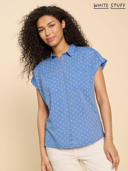 White Stuff Blue Ellie Organic Cotton Shirt (B59597) | $79