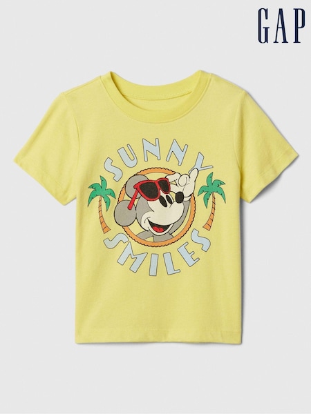Gap Yellow Disney Mickey Mouse Graphic Short Sleeve Crew Neck T-Shirt (Newborn-5yrs) (B59608) | €8