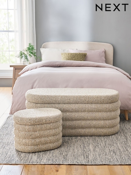 Tweedy Boucle Mink Otis Ottoman And Stool Set (B59651) | €450