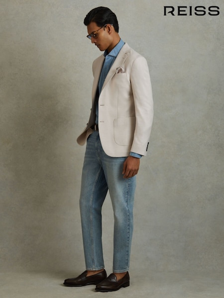 Hiekanvärinen - Reiss Aphrodite Single Breasted Blazer With Cotton (B59660) | €438