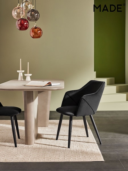 MADE.COM Set of 2 Charcoal Black Lule Arm Dining Chairs (B59676) | €415