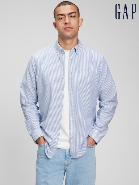 Gap Blue Stripe Regular Fit Long Sleeve Oxford Shirt (B59717) | €57