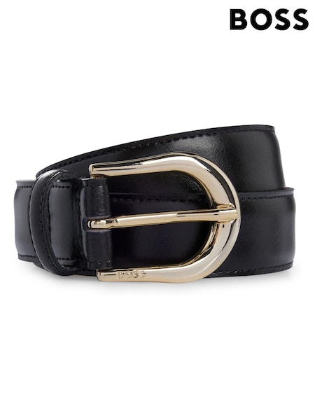 BOSS Black Italian-Leather Belt With Logo-Engraved Buckle (B59784) | €60