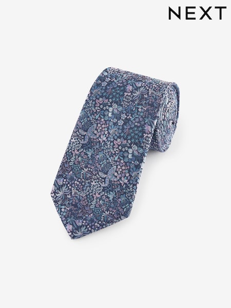 Marinblå Blå/Lila Blommig  - Regelbunden - Pattern Tie (B59796) | kr200