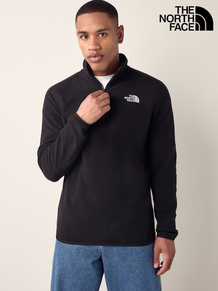 שחור - לוגו בצד - The North Face Neutral Side Logo Glacier Quarter Zip Fleece (B59912) | ‏302‏₪