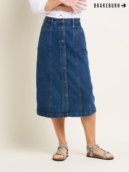 Brakeburn Button Front Denim Midi Skirt (B59949) | ‏277‏₪