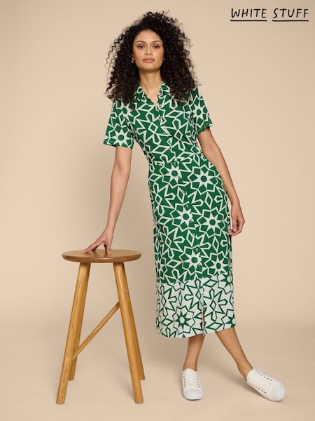 White Stuff Green Rua Jersey Shirt Dress (B59971) | €41.50