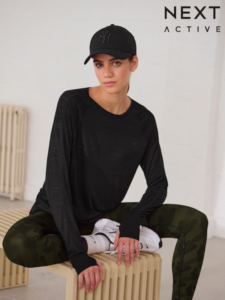 Black Active Lightweight Long Sleeve Top (B59978) | AED84