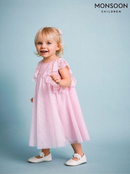 Monsoon Pink Baby Charlotte Frill Dress (B59981) | €21 - €23