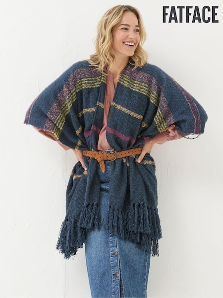 FatFace Navy Stripe Boucle Cape Scarf (B59985) | €15.50
