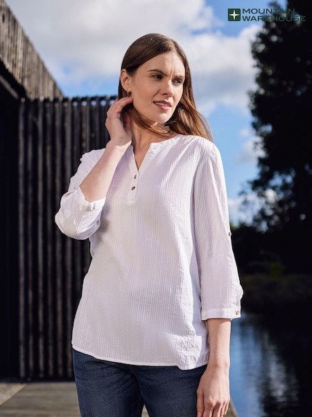 Mountain Warehouse White Womens Relaxed Fit Petra 3/4 Sleeve Top (B60190) | ₪146