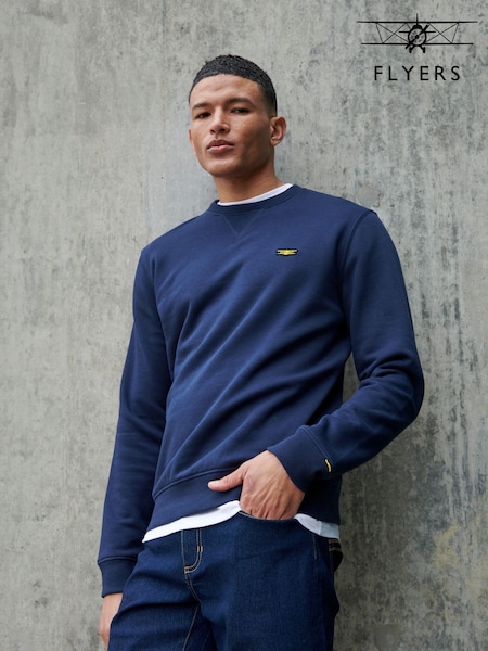 כחול כהה - Flyers Classic Fit Mens Crew Neck Sweatshirt (B60232) | ‏201‏₪