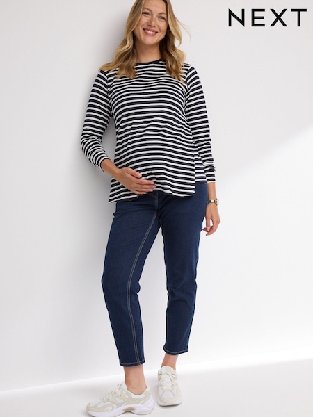 Dark Blue Mom Maternity Denim Jeans (B60304) | $51