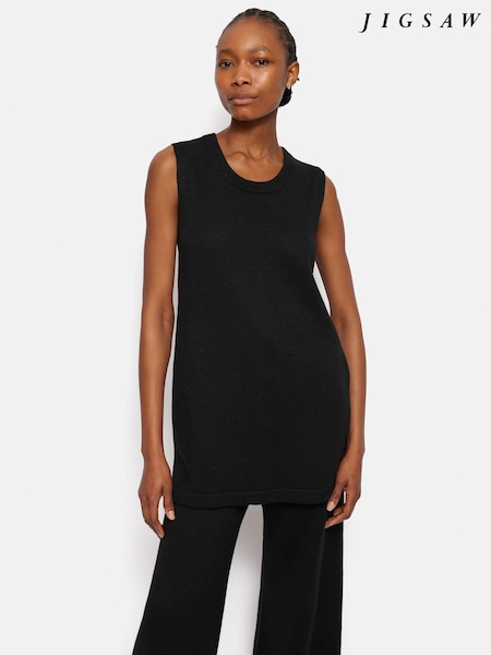 Jigsaw Black Linen Cotton Knitted Tunic (B60509) | €56