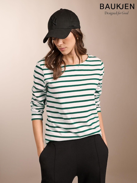 Baukjen Red Stripe Ashley 100% Cotton Stripe White Top (B60510) | €44