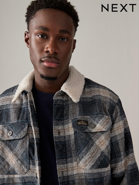 Grey Check Borg Lined Shacket (B60664) | €35
