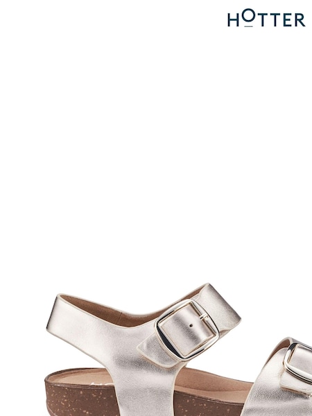 Hotter Soft Gold Regular Fit Tourist II Buckle Sandals (B60756) | €101