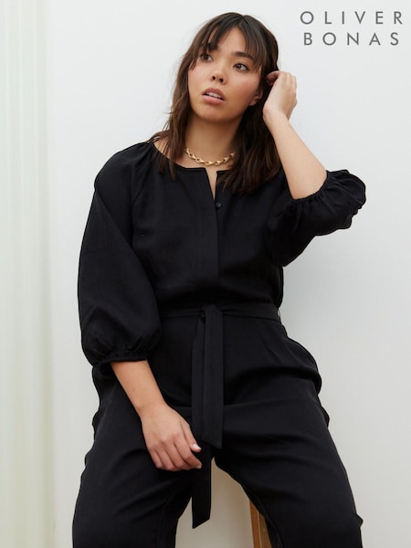 Oliver Bonas Black Collarless Wide Leg Jumpsuit (B60833) | €57