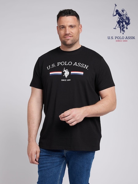 U.S. Polo Assn. Black Big And Tall Mens Stripe Rider 100% Cotton T-Shirt (B60959) | 148 QAR